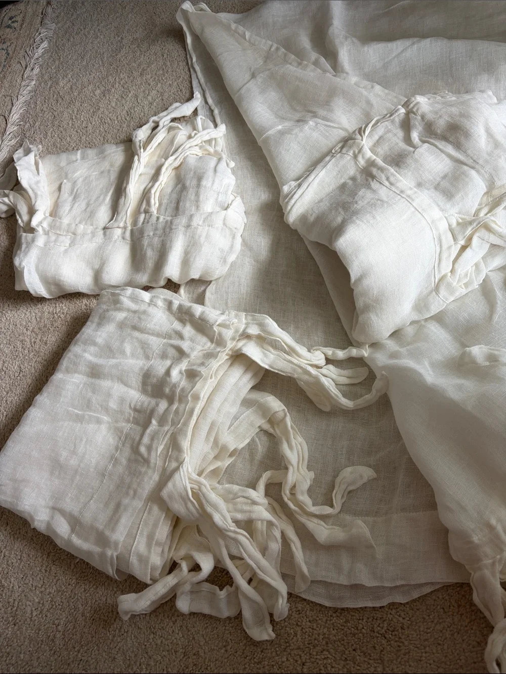 Off White sheer gauze tie-top curtains - Home Accents